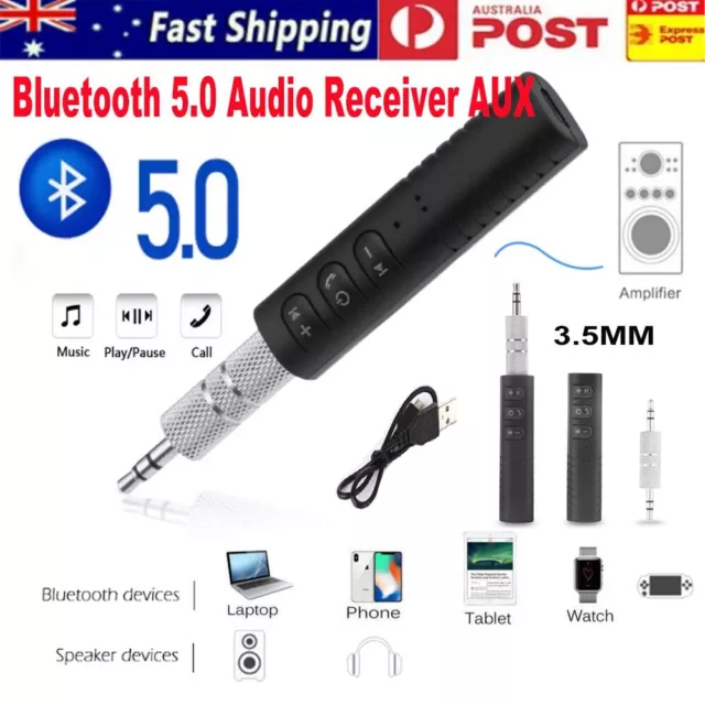 Wireless Bluetooth 5.0 3.5mm AUX Audio Music Receiver Stereo Home Car Adapter AU