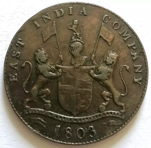 INDE 20 Cash Madras East India Company 1803 en cuivre