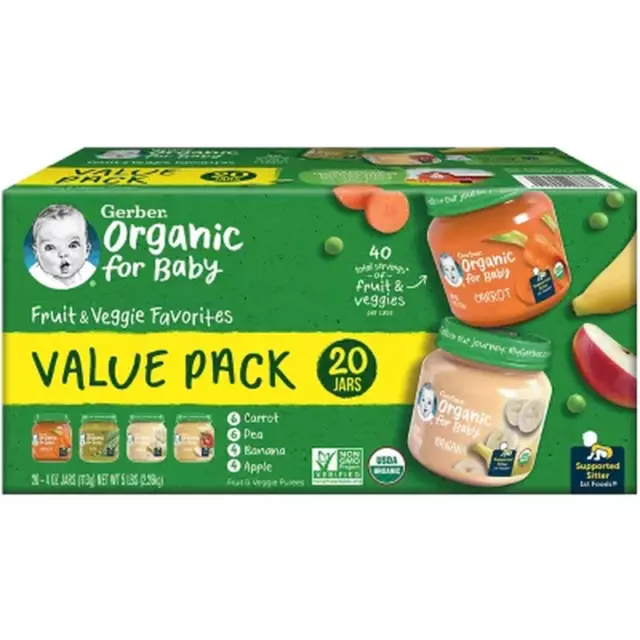 Gerber 1St Foods Organic Baby Food, Fruit & Veggie Value Pack (4 Oz., 20 Ct.)