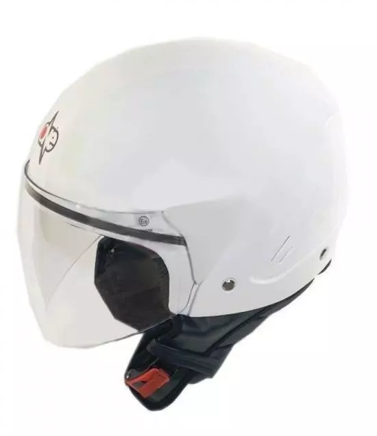 Helmet Demi Jet Micro One Size M Visor Side by Side Long Glossy White