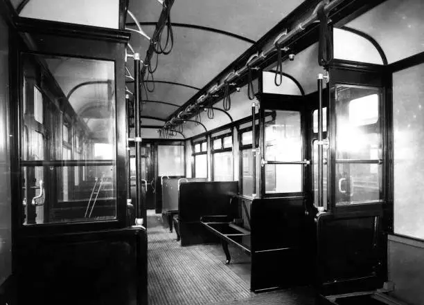 The interior of a District Line Underground carriage 1911 OLD PHOTO