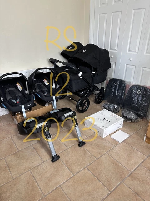Bugaboo Donkey Twins Pram Double Pushchair Black buggy Duo Isofix Base Maxi D 3