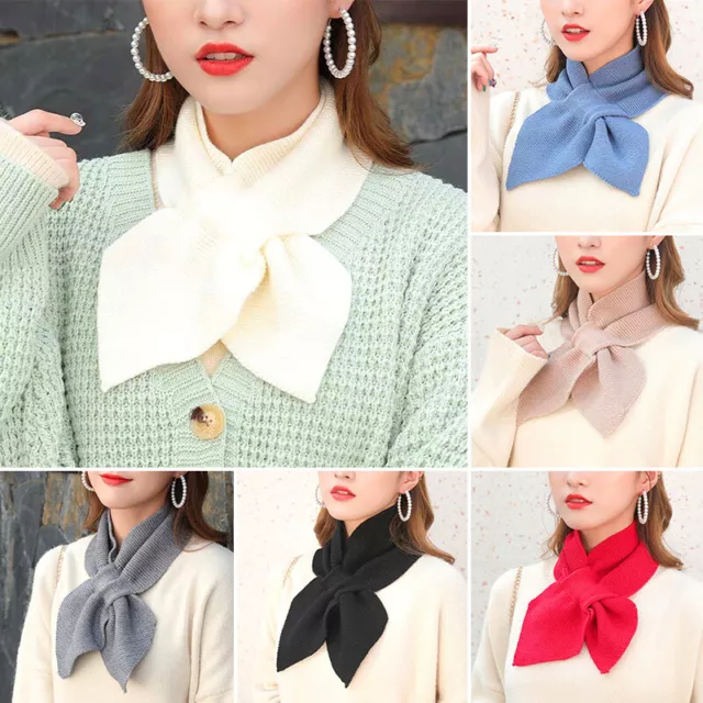 Womens Ladies Knitted Neckerchief Cross Neck Scarf Winter Scarfs Soft Warmer