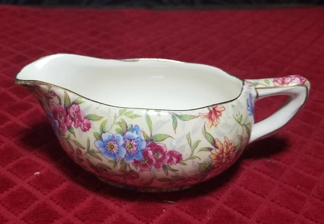 Royal Winton Grimwades MAYFAIR  GRAVY BOAT / CREAMER  Floral Chintz GOLD TRIM