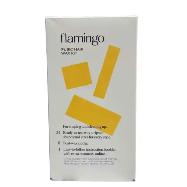 Flamingo Pubic Hair Wax Kit 24 Wax Strips 8 Post Wax Cloths