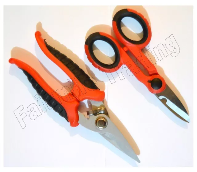 2 piece Pro Electrician Scissors Cable Wire Cutters Sheet Metal Shears Tape Ties