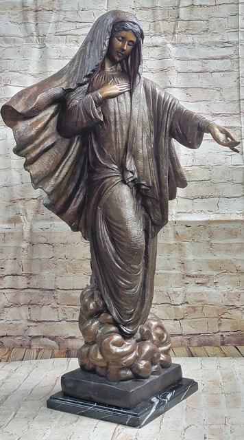 Cattolico Madonna Gospa Vergine Maria Signora Di Grazia Bronzo Marmo Scultura