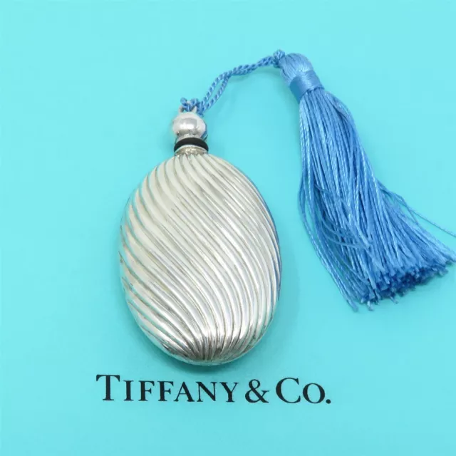 NYJEWEL Tiffany & Co. Sterling Silver Swirl Ribbed Perfume Bottle Flask
