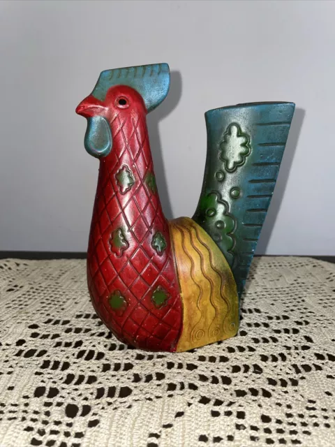 Vintage 7” Ceramic Rooster Coin Bank