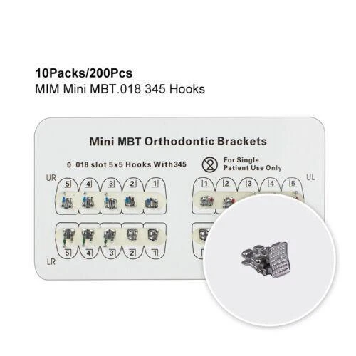 Dental Orthodontic Metal Brackets Braces Mini MBT .018 345 Hooks x20