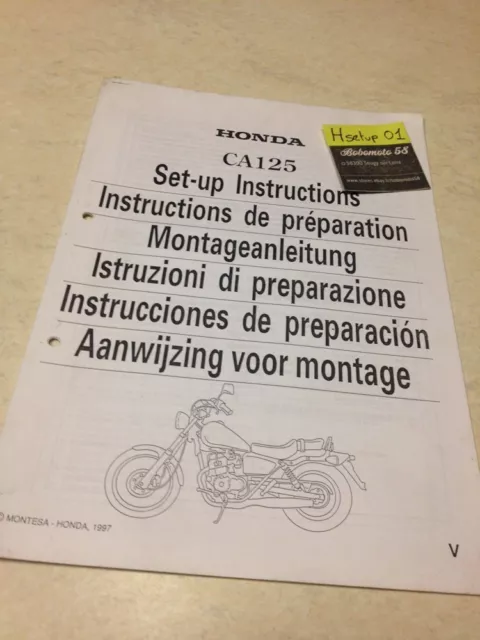 Honda CA125 Ca 125 Rebel Instruction Setup Preparation Manual