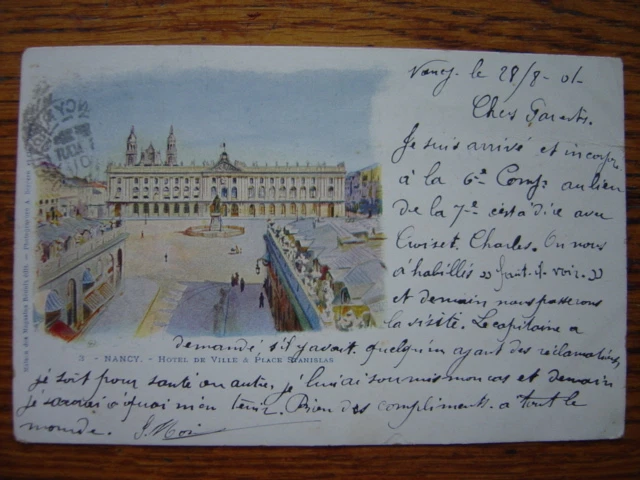 CPA illustrée de NANCY  Hôtel de ville et Place Stanislas