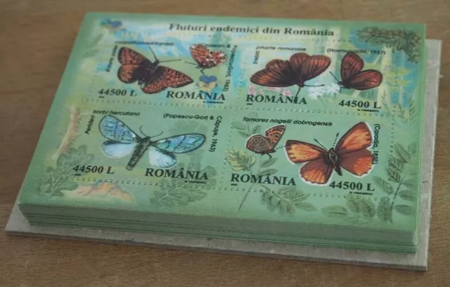 2002 Rumänien; 100 Blocks einheimische Schmetterlinge, **/MNH, Bl. 322, ME 1600