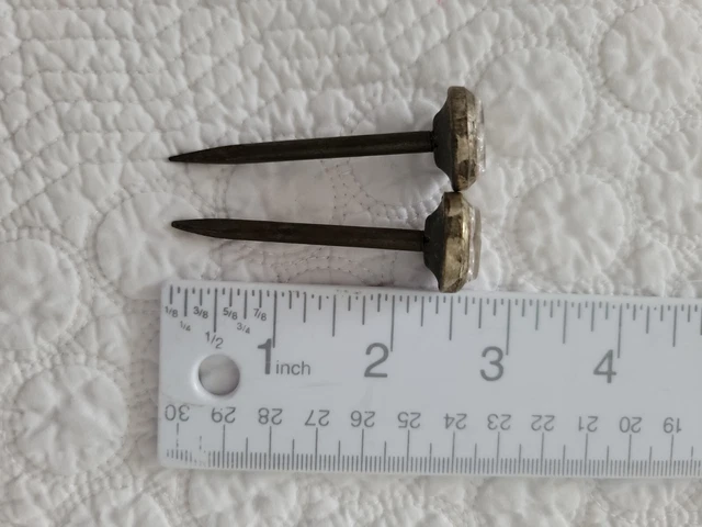 Antique 19th Century Sulphide Glass & Brass Curtain Tieback, Frame Hangers 6