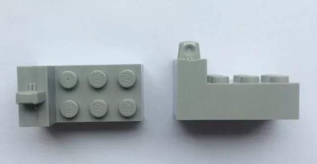 LEGO 18455 Grey Light Lot 2 Brique Hinge Brick 2x4 Locking Gris Clair