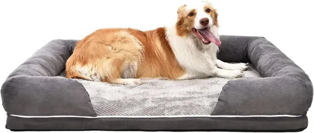 BOLUO Orthopedic Bolster Pet Bed for Medium Sized Dogs & Cats, Memory Foam Wate