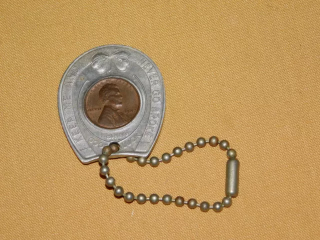 1947 Us Cent Good Luck Penny Standard Horse Nail Corp New Brighton Pa Keychain