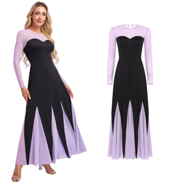 Womens Long Sleeve Sweetheart Maxi Dress Halloween Mermaid Cosplay Costume Dress