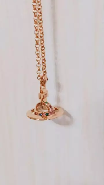 VIVIENNE WESTWOOD TINY Orb Necklace Pink Gold $152.70 - PicClick