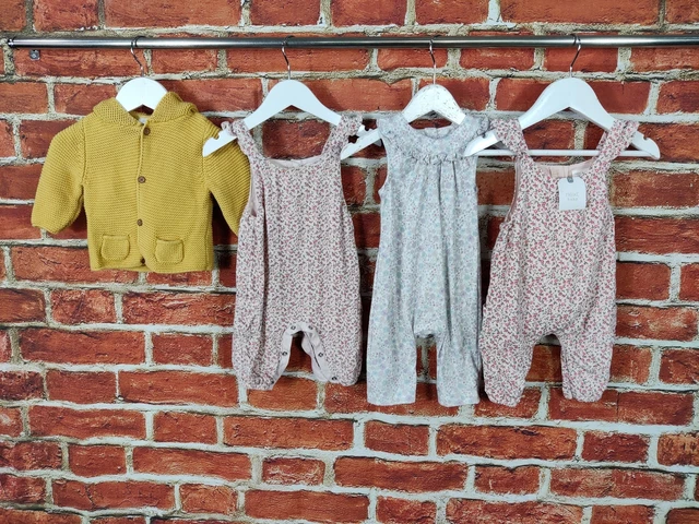 Baby Girls Bundle Age 0-3 Months Next Tu Dungaree Romper Cardigan Infants 62Cm