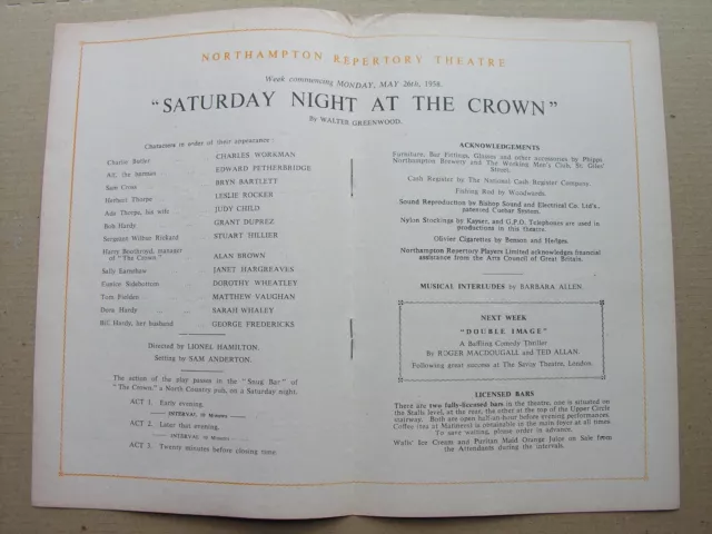 1958 SATURDAY NIGHT AT THE CROWN Walter Greenwood Edward Petherbridge Hargreaves