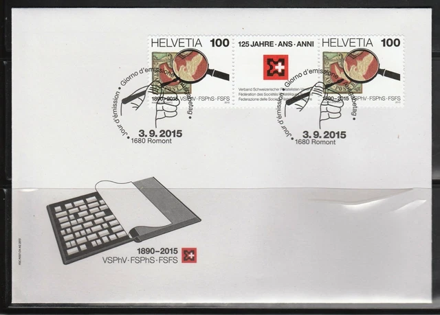 SCHWEIZ MiNr. 2407 "Philatelistenverein", 3er-Streifen auf FDC
