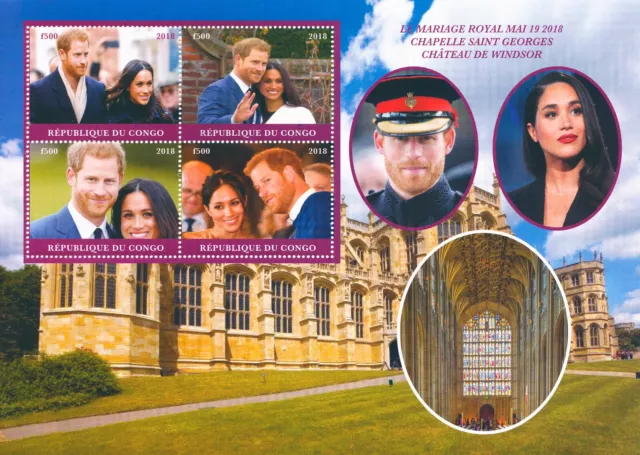 Royalty Stamps 2018 CTO Prince Harry & Meghan Markle Royal Wedding 4v M/S