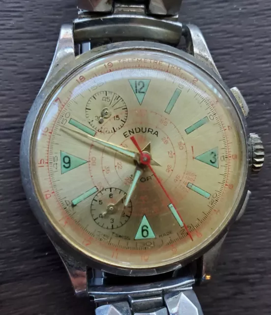 Vintage ENDURA Sport Chronograph Swiss Watch