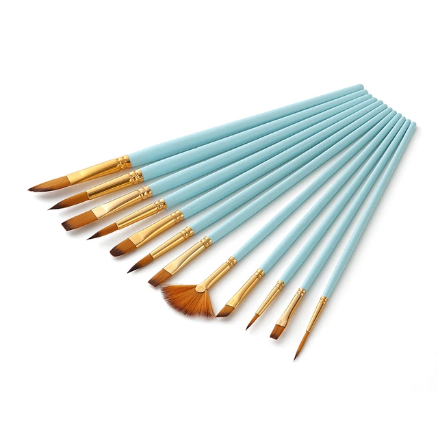 12 PCS Pennelli Set Studente Artista Disegno Acquerello Pittura Paint-Brush B7N2