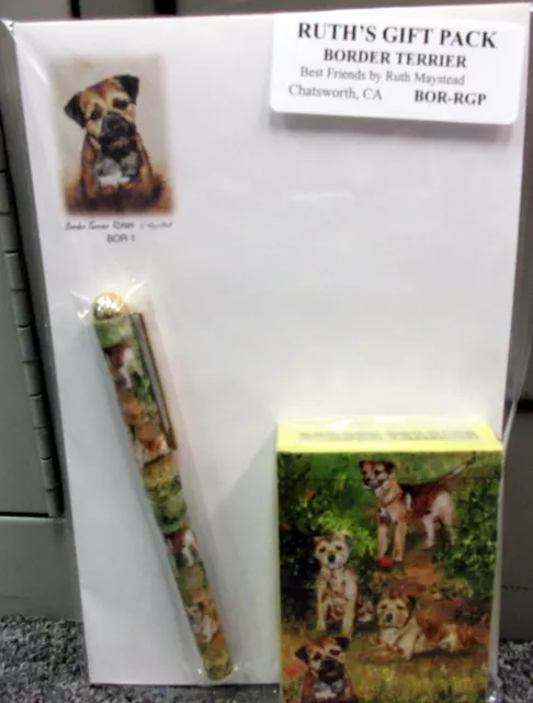 New Border Terrier Pet Dog Playing Card, Pen, Note Pad Set By Ruth Maystead