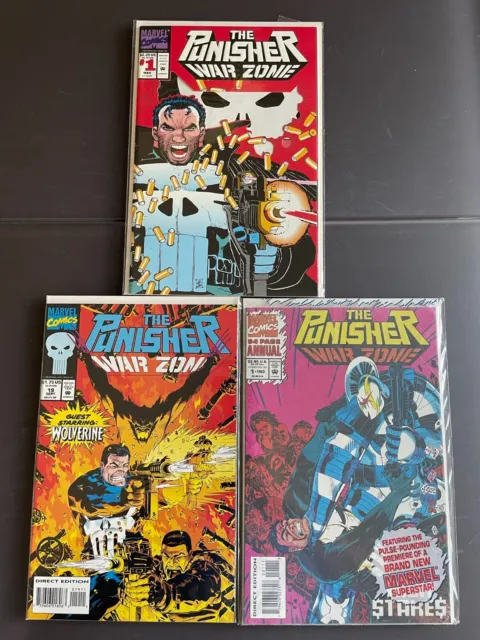 THE PUNISHER WAR ZONE #1,19,Annual - 1992 MARVEL COMICS High Grade Wolverine