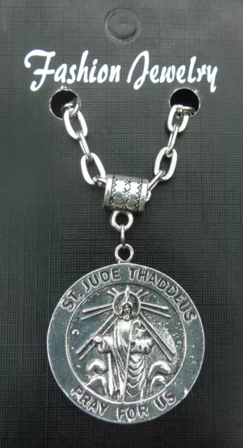 St Jude Thaddeus pendant Necklace 20" or 24" Inch Saint Charm Religious Holy