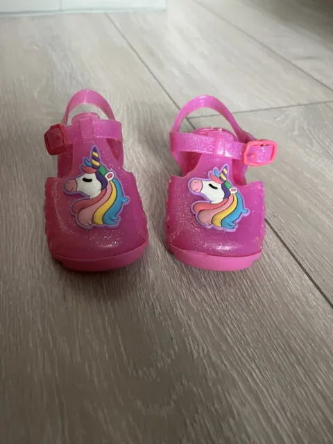 baby girl/toddler uk size 4 pink glittery unicorn jelly sandles