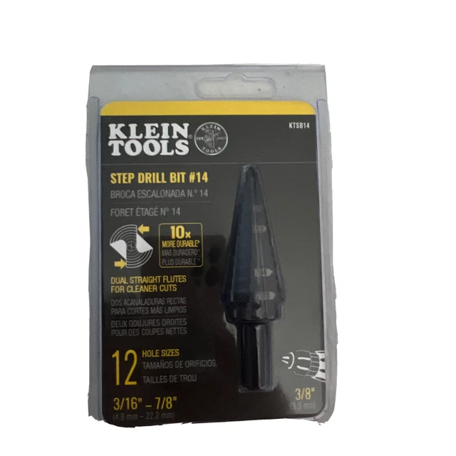 Step Drill Bit #14 Double-Fluted, 3/16 to 7/8-Inch
