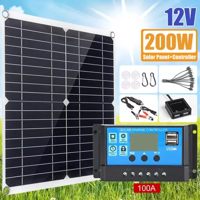 Kit panneau solaire 200W 100A Chargeur batterie 12V pour bateau de caravane