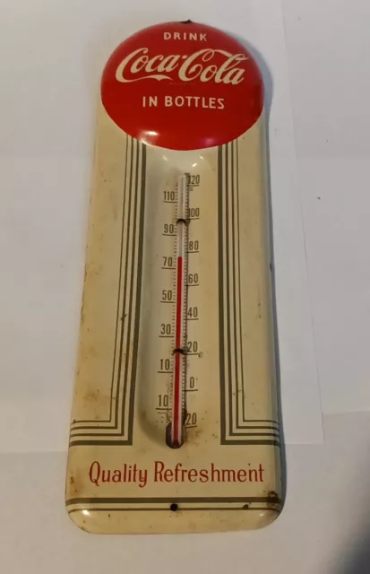 1950’s Coca Cola Thermometer Sign Metal 9" Tin Coke