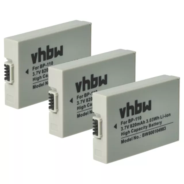 3x Battery for Canon Vixia HF R21 HF R200 HF R206 HF R26 HF R28 HF R20 800mAh