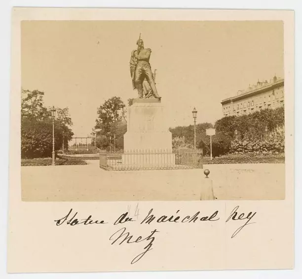 Metz, L&#039;Esplanade, Statue of Marshal Ney, 1890 Vintage Albumen Print T