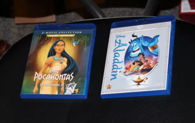 Disney Lot: Pocahontas & Pocahontas Ii Blu-Ray & Aladdin Diamond Blu-Ray + Dvd