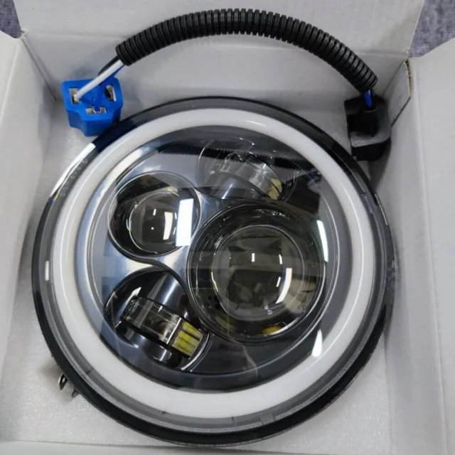 E Mark Pair 7" Inch Angel Eye LED DRL Headlights For Classic Mini Austin Rover 3