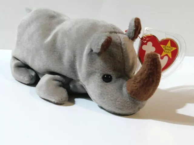 *RARE*RETIRED TY Beanie Babies - "Spike" the Rhino 1996 * ERRORS* MINT*MWMTs!!