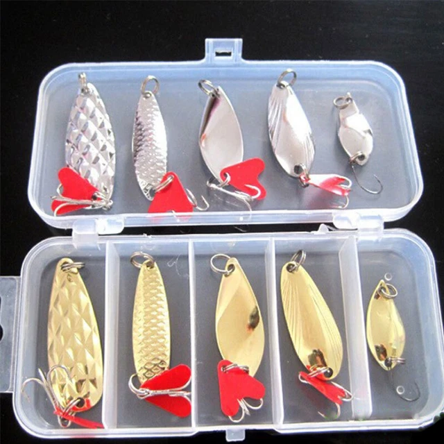 10x Trout Spoon Fishing Lures Metal Spinner Baits Bass Flutter Trolling Spoon