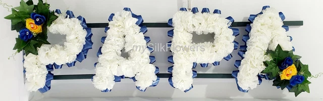 DAD SON MUM Funeral Flowers Artificial Silk Funeral Wreath – Custom 3-Letter Tribute For DAD, MUM, SON, NAN Flower Head Artificial Silk Floral Décor - Foto 10