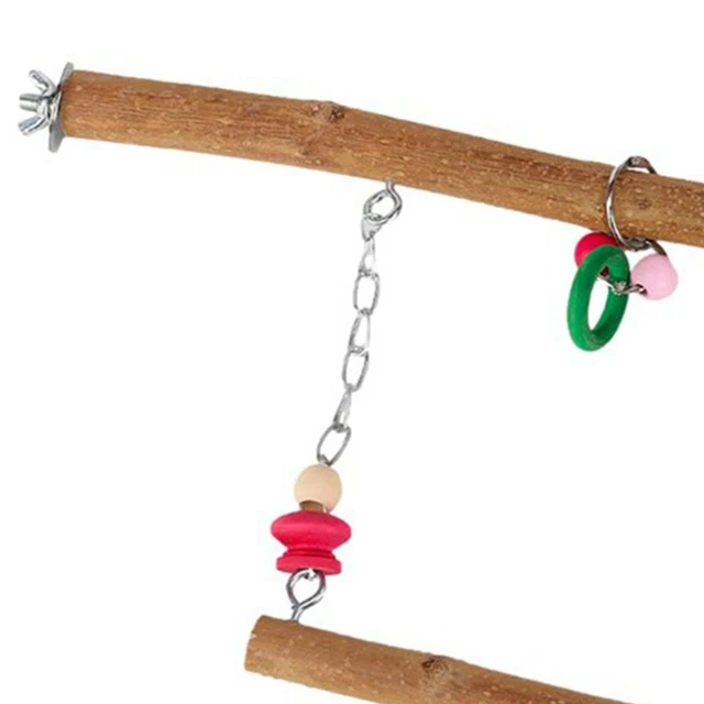Vogel-Papagei-Schaukel-Spielzeug, Vogelständer, Barsch aus Holz, 2