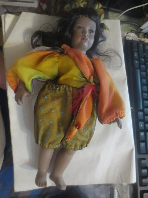Paradise Galleries Amber Woodland Fairy Treasury Collection Porcelain Doll VTG