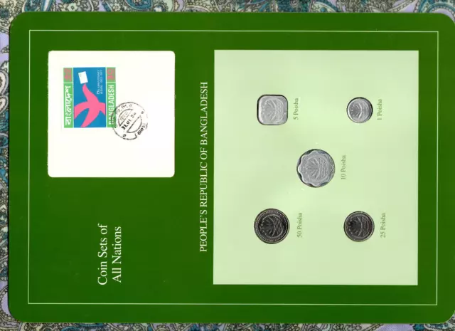 Coin Sets of All Nations Bangladesh w/card 1974-1984 UNC 50 Poisha 1980 31.01.94