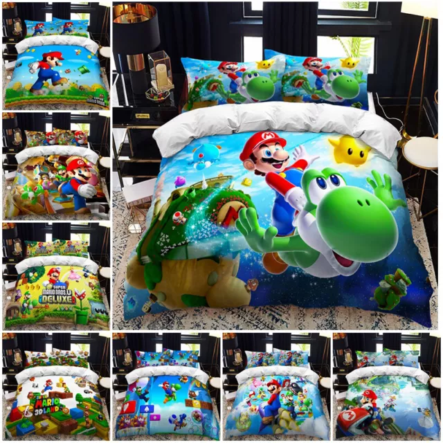 Super Mario Bros. 3D Doona Quilt Duvet Cover Bedding Set  Single Double Queen