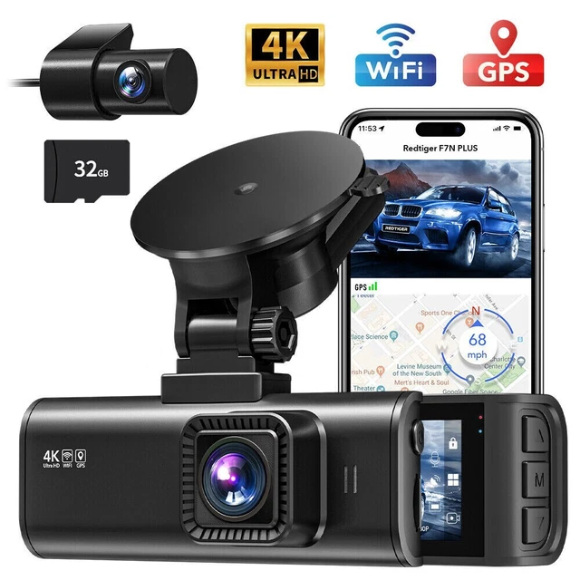 REDTIGER Dashcam Auto Vorne Hinten 4K/2,5K Mit GPS WiFi, Dash Cam Auto