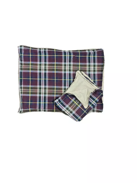 Discontinued Vintage 1990s Tommy Hilfiger Shams Pillowcases Plaid Cotton Tartan