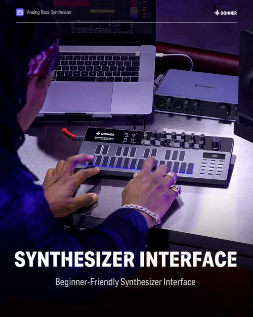 🔥Donner Analog Bass Rhythm Synthesizer Sequencer 128 Patterns LED Drum Machine 2